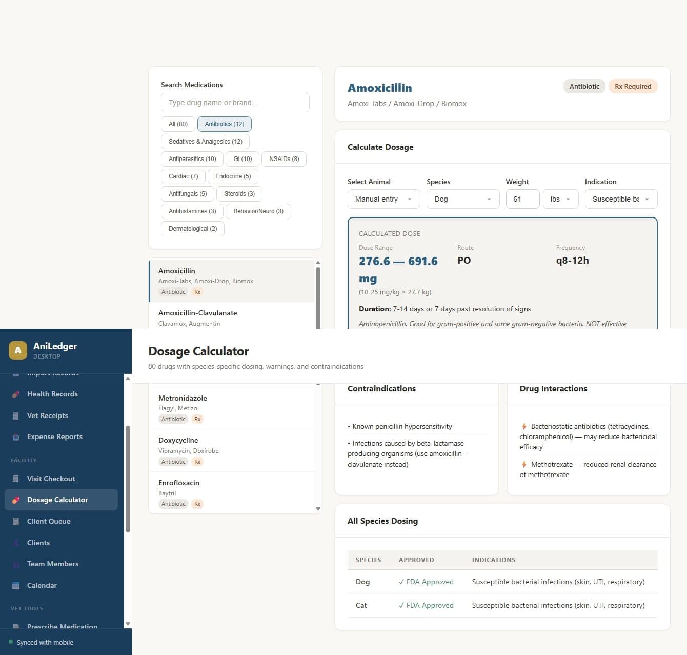 Dosage calculator with weight-based recommendations