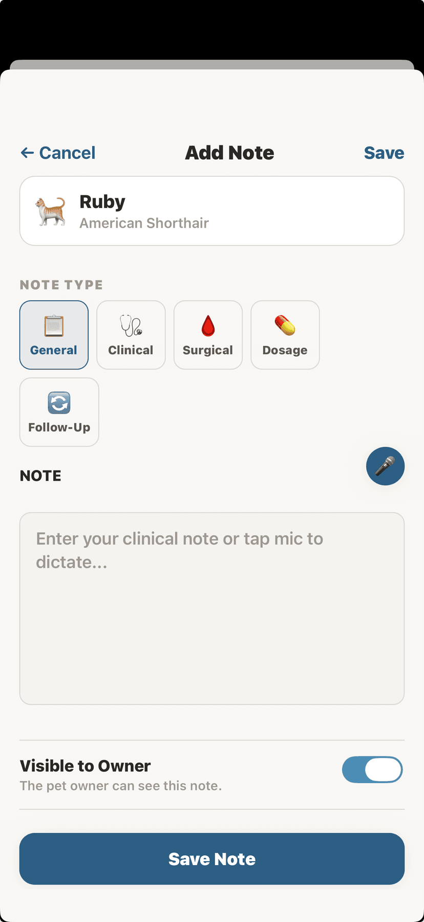 Add clinical note form