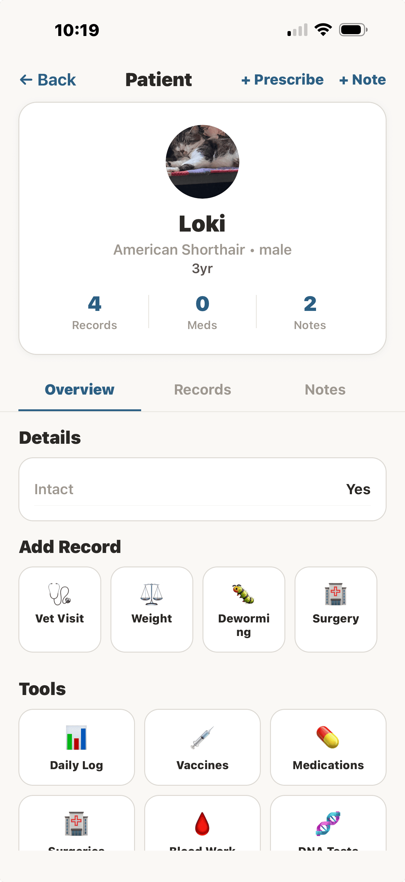 Complete health profile for every animal