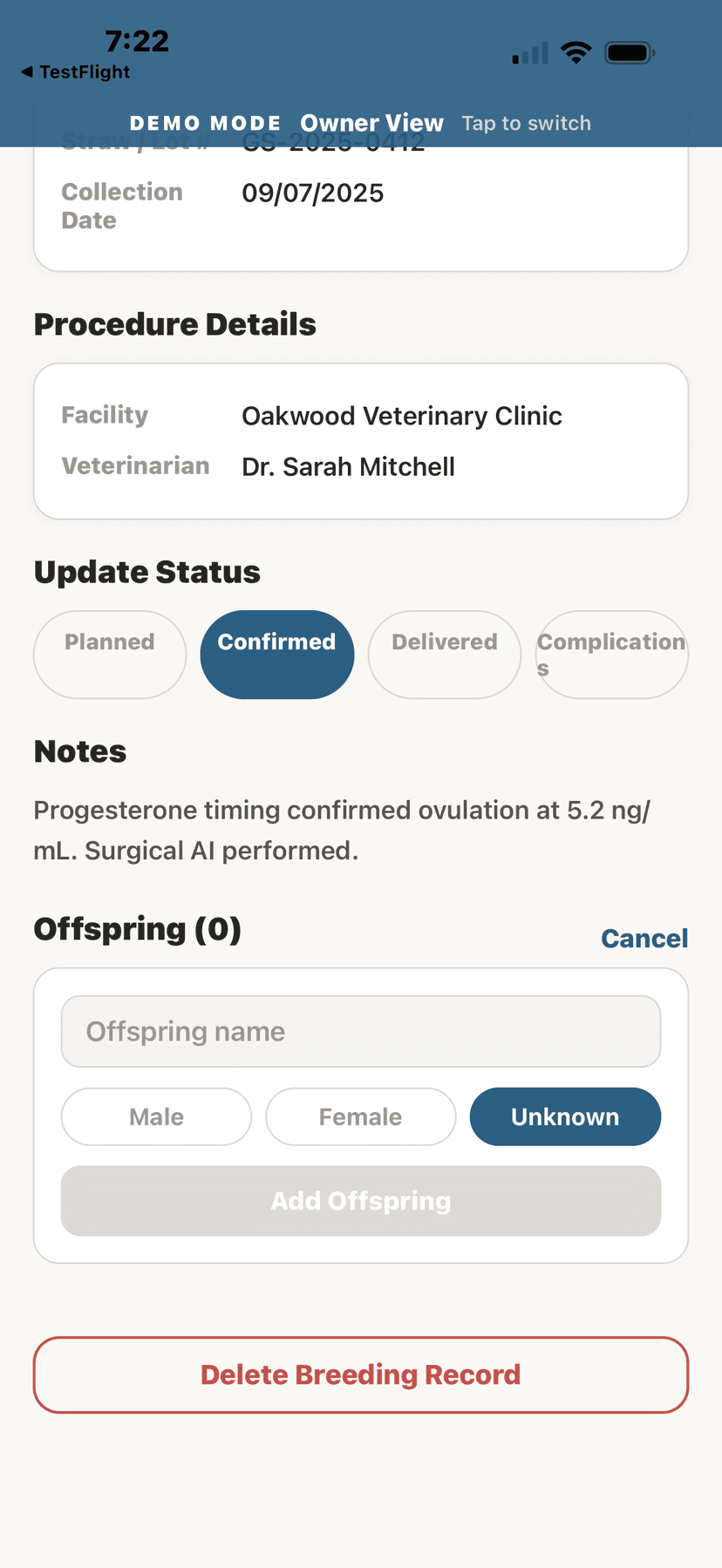 Offspring management
