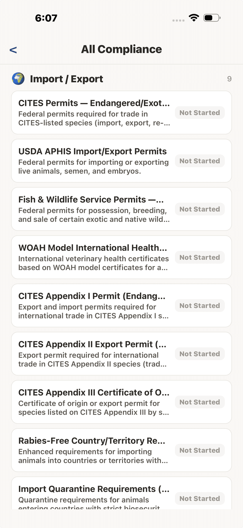 Import/export and CITES requirements