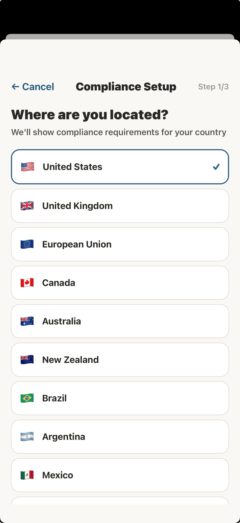 Select your country