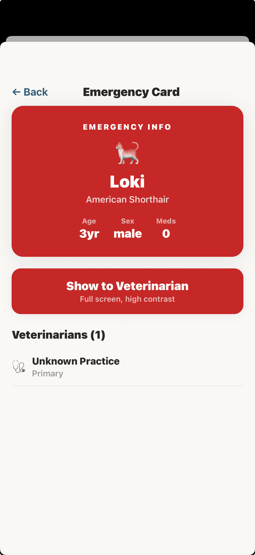 Emergency card with critical health info