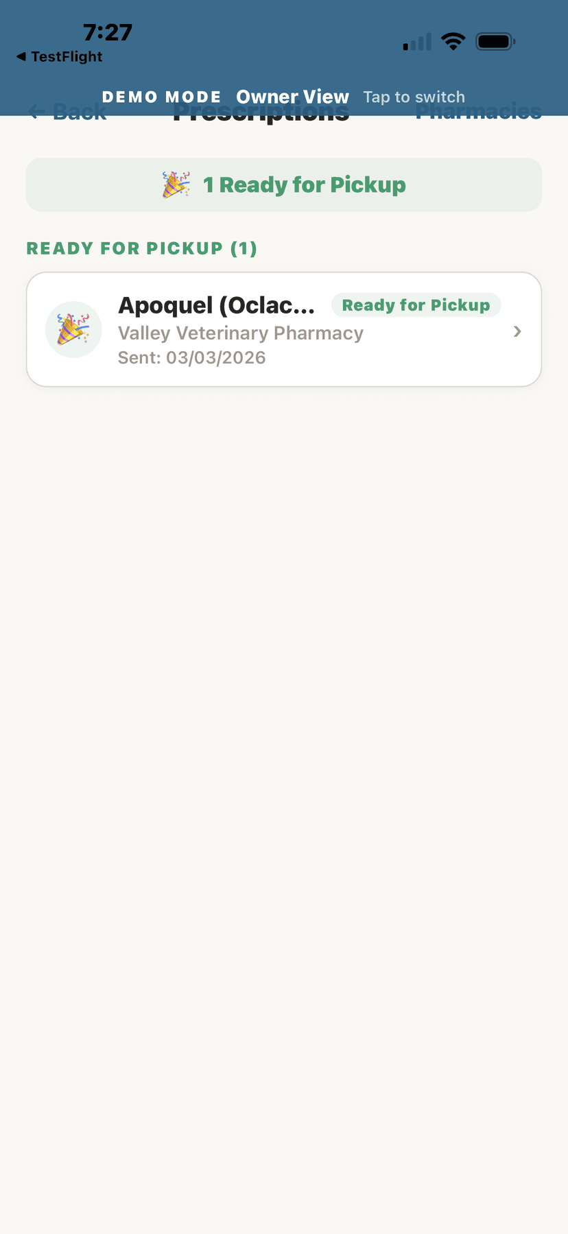 Prescription ready for pickup