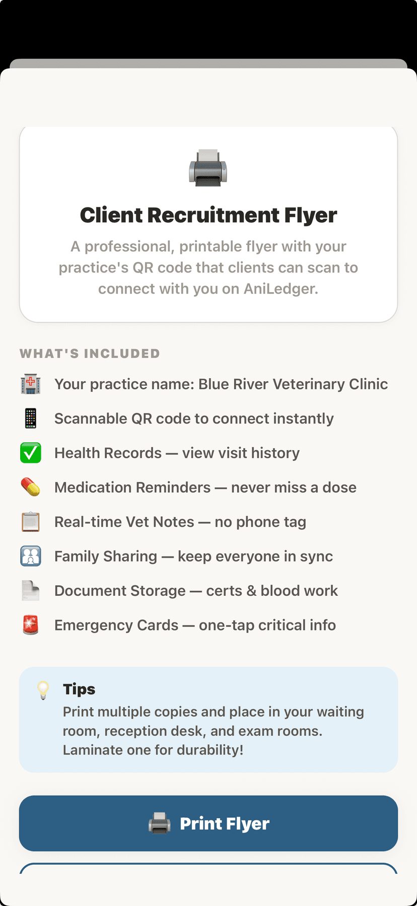 Printable client connection flyer