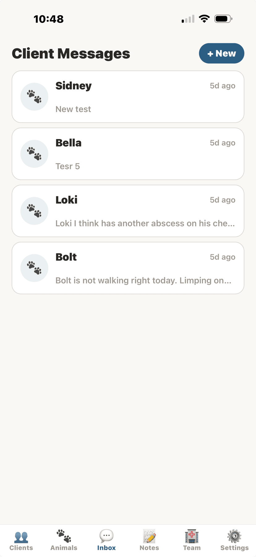 Client message inbox