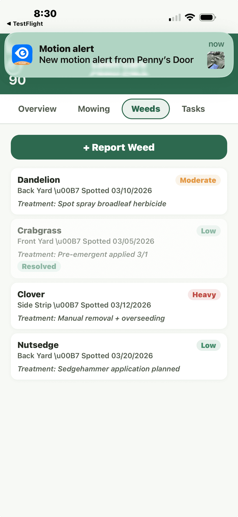 Lawn Care - Weeds tab (Dandelion, Crabgrass, Clover, Nutsedge)
