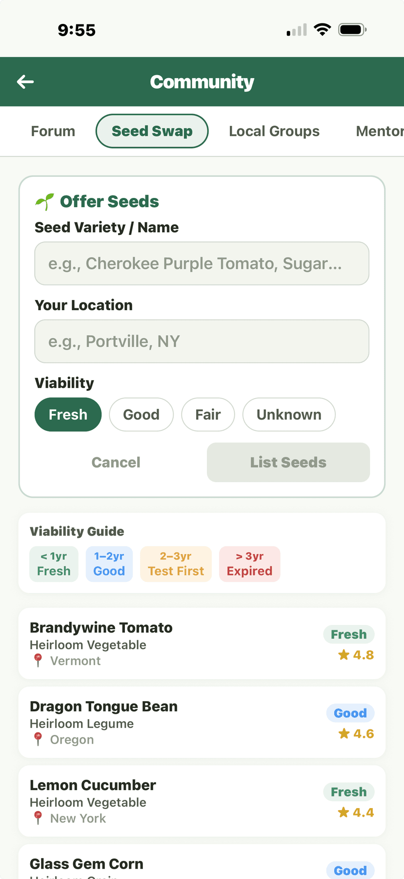 Seed Swap - Offer Seeds form